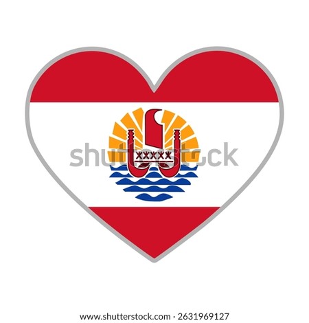 French Polynesia flag. French Polynesia love flag. French Polynesia flag in heart shape. Love symbol. Vector illustration