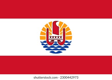 French Polynesia flag, official colors and proportion. Vector illustration.