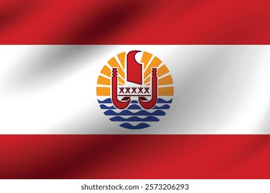 French Polynesia flag official colors and proportion digital vector illustration. Pleated flag.