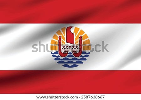 French Polynesia flag official colors and proportion digital vector illustration. Pleated flag.