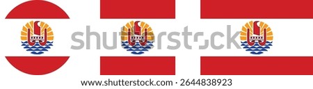 French Polynesia flag PNG vector. French Polynesia square and round icon isolated on transparent PNG background. French Polynesia flag icon.
