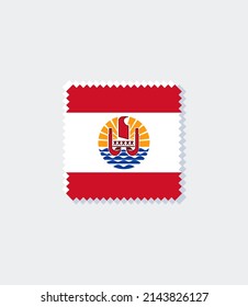 French Polynesia Flag Postage Stamp on white background. Vector illustration.