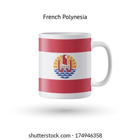 French Polynesia flag souvenir mug isolated on white background. Vector illustration.