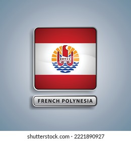 French Polynesia flag square button vector illustration