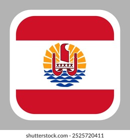 French Polynesia flag square flat vector with rounded corners and white border, vector illustration