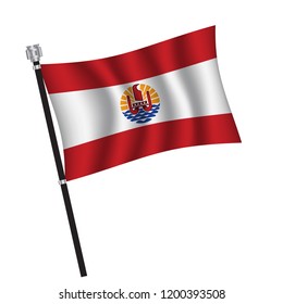 French Polynesia flag , flag of French Polynesia waving on flag pole, vector illustration EPS 10.