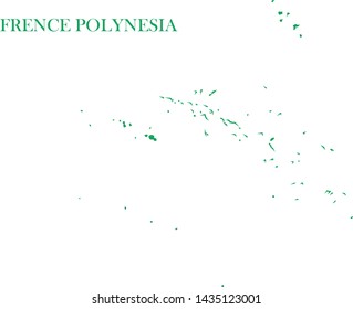 French Polynesia green line map vector