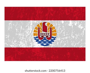 French Polynesia grunge flag, official colors and proportion. Vector illustration.