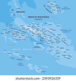 French Polynesia highly detailed physical map