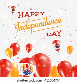 French Polynesia Independence Day Patriotic Design. Balloons in French Polynesian National Colors. Happy Independence Day French Polynesia Vector Greeting Card.