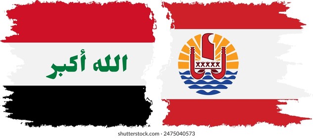 Polinesia Francesa e Irak grunge banderas conexión, Vector