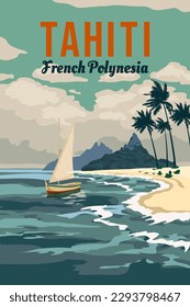 Islas de la Polinesia Francesa Tahití, lugar de los afiches de viaje,