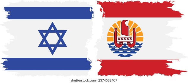 French Polynesia and Israel grunge flags connection, vector