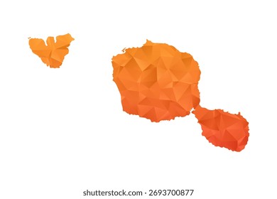 Mapa de la Polinesia Francesa - Ilustración vectorial de estilo polígono en degradado naranja, diseño geométrico de bajo poli, aislado sobre fondo blanco para infografías y Educación.