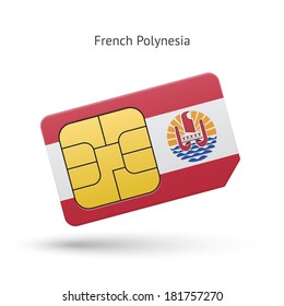 French Polynesia mobile phone sim card with flag. Vector illustration.