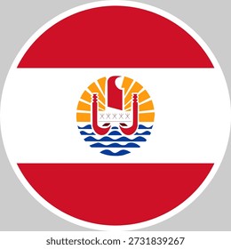 Ilustración vectorial de la bandera nacional de la Polinesia francesa en forma de círculo, diseño de alta calidad