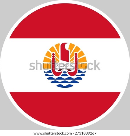 French Polynesia National Flag Vector Illustration in Circle Shape, High Quality Design