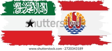French Polynesia and Somaliland grunge flags connection, vector