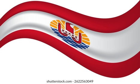 French Polynesia wavy flag, waving flag vector illustration