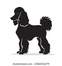 French poodle dog breed vector silhouette. 