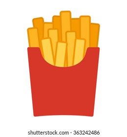 French potato fries flat vector color icon for food apps and websites