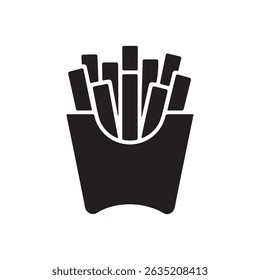 French potato fries line art icon for food apps and websites, Vector black silhouette. with white background
