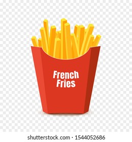 French potato pack box. Cartoon fastfood fry potato isolated illustration.