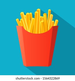 French potato pack box. Cartoon fastfood fry potato isolated illustration.