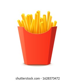 French potato pack box. Cartoon fastfood fry potato isolated illustration fast food.