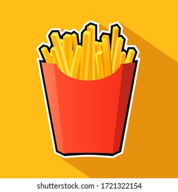 French Potato Pack Box. Cartoon Fastfood Fry Potato Isolated Illustration