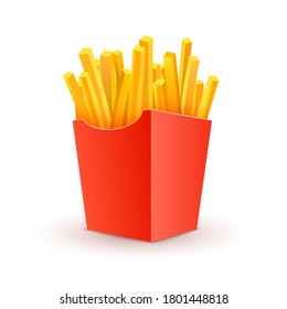 French potato pack box. Cartoon fastfood fry potato isolated illustration fast food