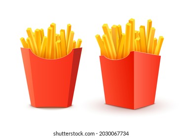 French potato pack box. Cartoon fast-food fry potato isolated illustration fast food