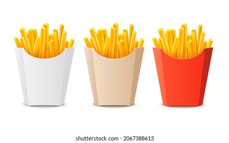 French potato pack box. Cartoon fastfood fry potato isolated illustration fast food