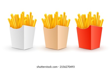 French potato pack box. Cartoon fastfood fry french potato isolated illustration fast food