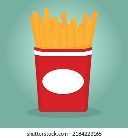 French potato pack box. Cartoon fastfood fry potato isolated flat vector illustration fast food