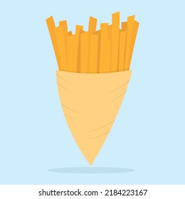 French potato pack box. Cartoon fastfood fry potato isolated flat vector illustration fast food