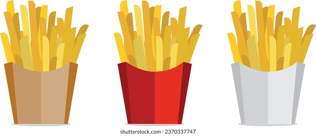 French potato pack box. Cartoon fastfood fry potato isolated illustration fast food