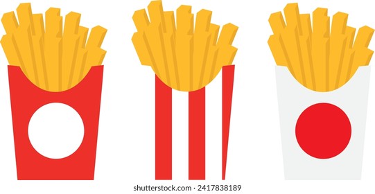 French potato pack box. Cartoon fastfood fry potato isolated illustration fast food