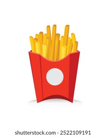 French potato pack box. Cartoon fastfood fry potato isolated illustration.