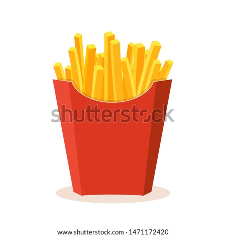 French potato pack box. Cartoon fastfood fry potato isolated illustration.