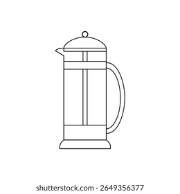French press. Black and white. Flat style vector illustration.