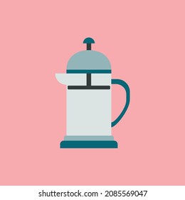 French Press Cartoon Flat Vector