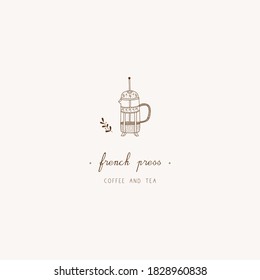 French Press For Coffe or Tea Logo, Vector, Illustration