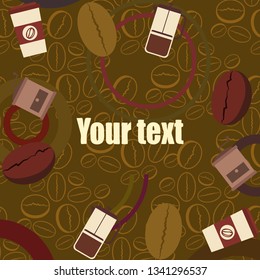 French press coffee, coffee beans, spilled coffee, vector illustration. Design elements for a cafe. Vector background.