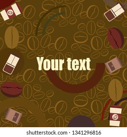French press coffee, coffee beans, spilled coffee, vector illustration. Design elements for a cafe. Vector background.