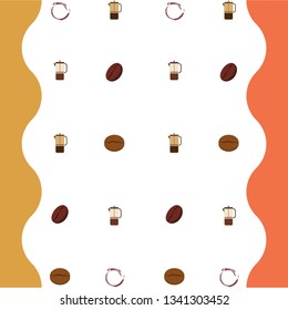 French press coffee, coffee beans, spilled coffee, vector illustration. Design elements for a cafe. Vector background.