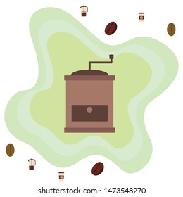 French press coffee, coffee beans, spilled coffee, vector illustration. Design elements for a cafe. Vector background.