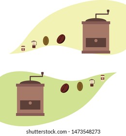 French press coffee, coffee beans, spilled coffee, vector illustration. Design elements for a cafe. Vector background.