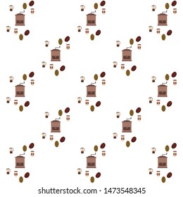French press coffee, coffee beans, spilled coffee, vector illustration. Design elements for a cafe. Vector background.