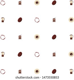French press coffee, coffee beans, spilled coffee, vector illustration. Design elements for a cafe. Vector background.
